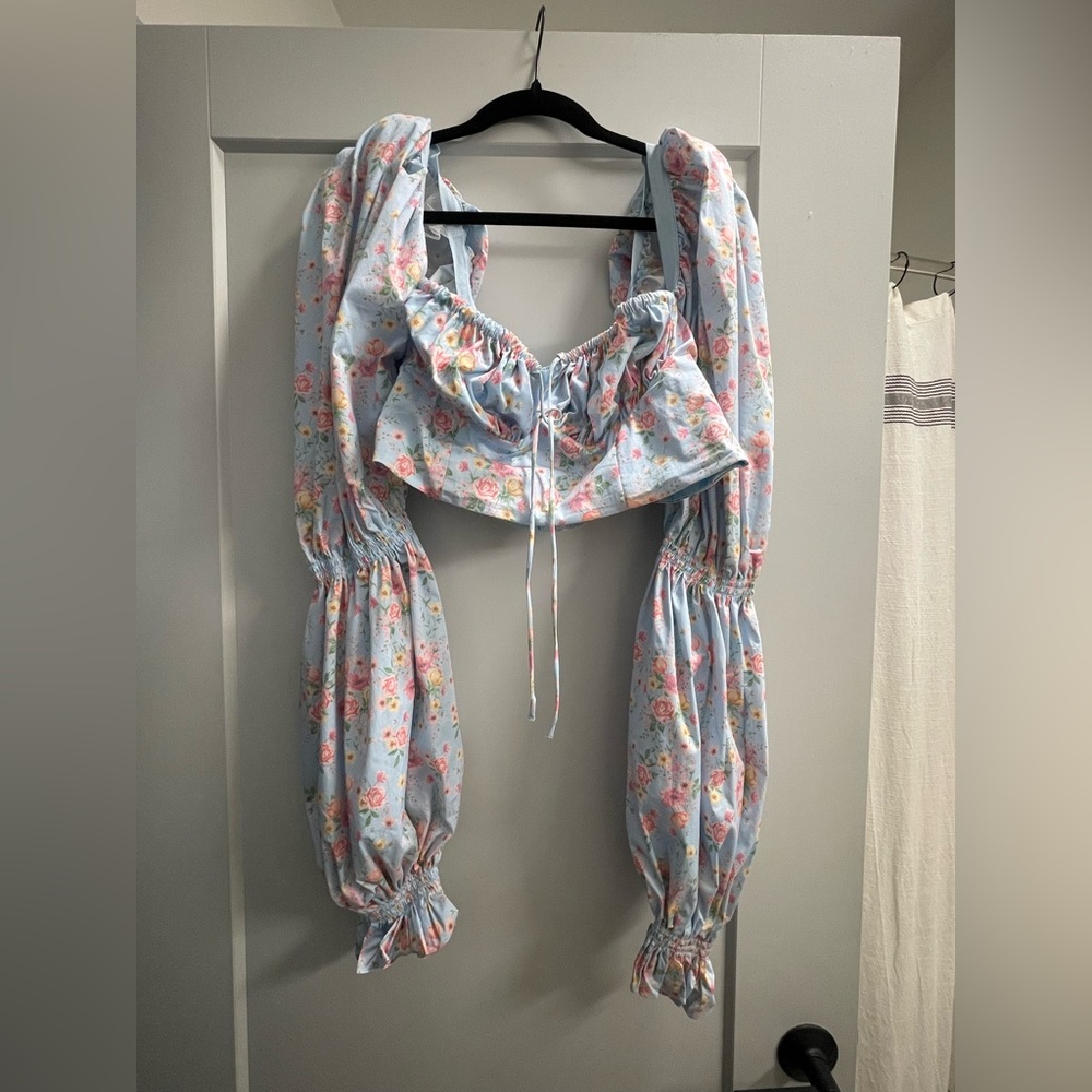 House of CB cropped floral blouse